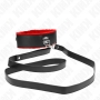 Collar BDSM con correa de 116 cm y gargantilla de cuero ajustable 40-48 x 6 cm