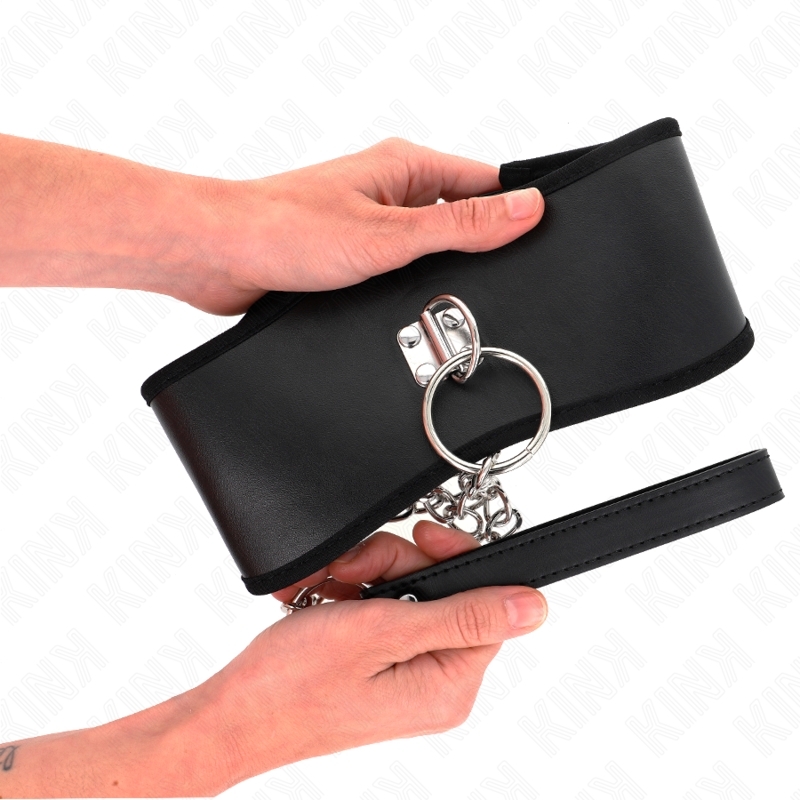 Collar BDSM con correa de 65 cm y gargantilla ancha ajustable 40-55 x 10 cm
