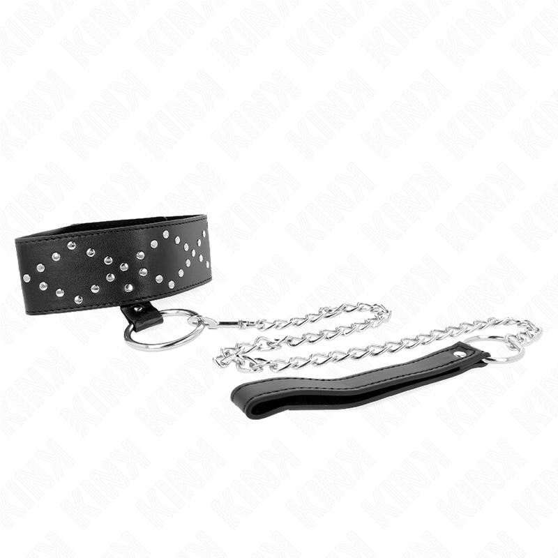 Collar BDSM con correa de 65 cm y gargantilla ajustable 36-43 x 5 cm Modelo 3