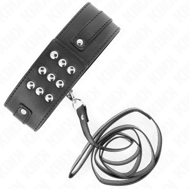 Collar BDSM con correa de 116 cm y gargantilla ajustable 36-43 x 5 cm Modelo 1