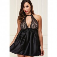 Sexy Lace Babydoll Set Black
