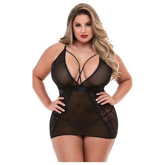 Strappy Mini Dress With Deep V - Vestido V