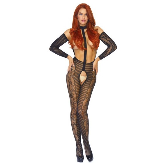 Body de Malla con Encaje Reversible - Negro