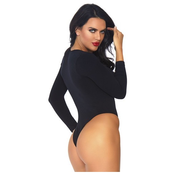 Body Manga Larga con Escote V - Negro