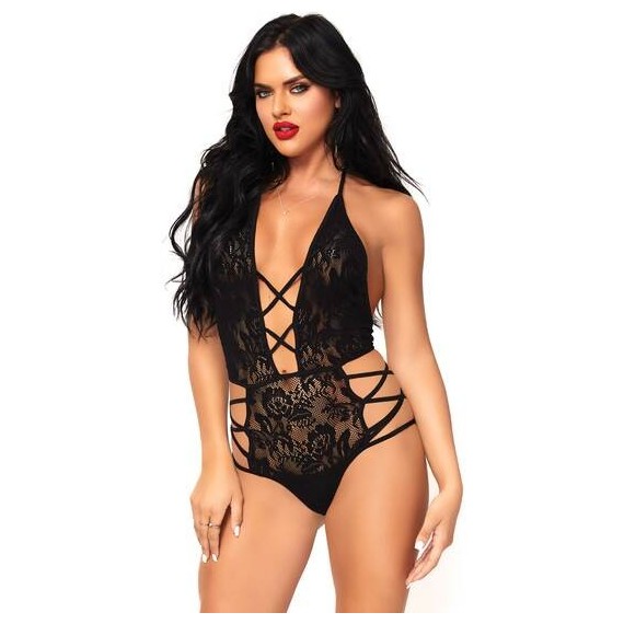 Body de Encaje y Tiras Negro