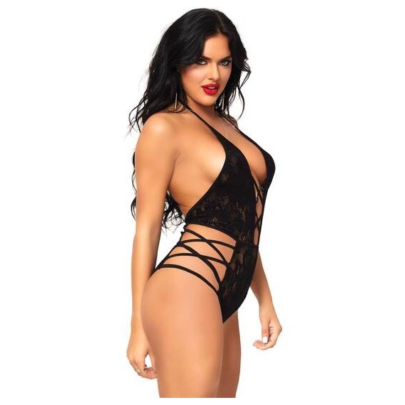 Body de Encaje y Tiras Negro