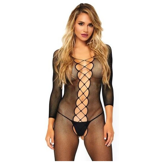 Bodystocking de Manga Larga de Red