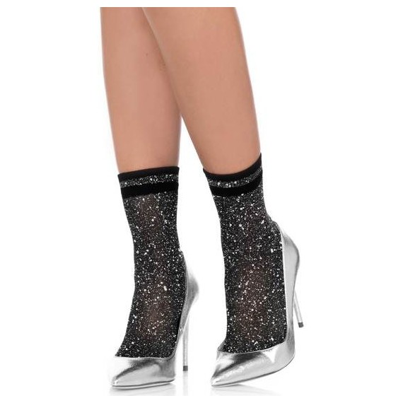 Calcetines de Tobillo Lurex con Rayas Plateado