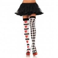 Medias con Estampado de Arlequin y Corazones