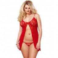 Conjunto de Babydoll y Tanga Rojo