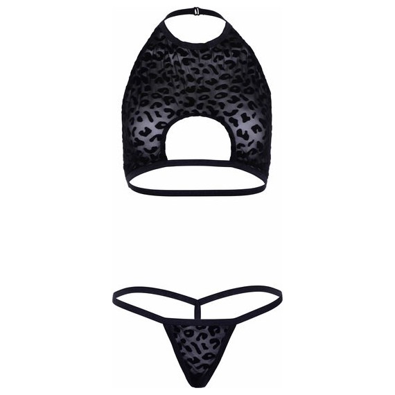 Conjunto Con Recorte Y Estampado Leopardo - Negro
