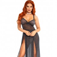 Vestido Maxi Con Tirantes - Plata