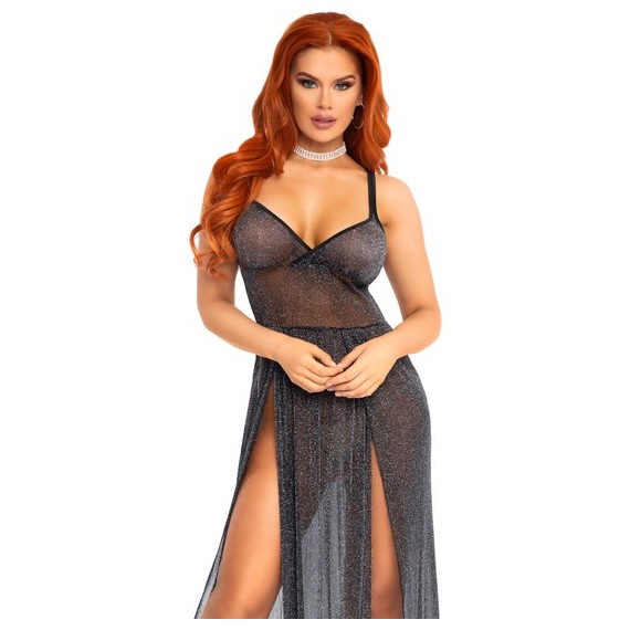 Vestido Maxi Con Tirantes - Plata