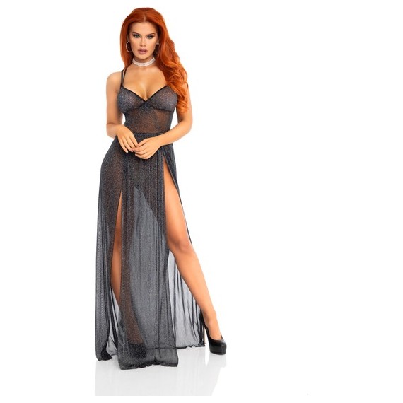 Vestido Maxi Con Tirantes - Plata