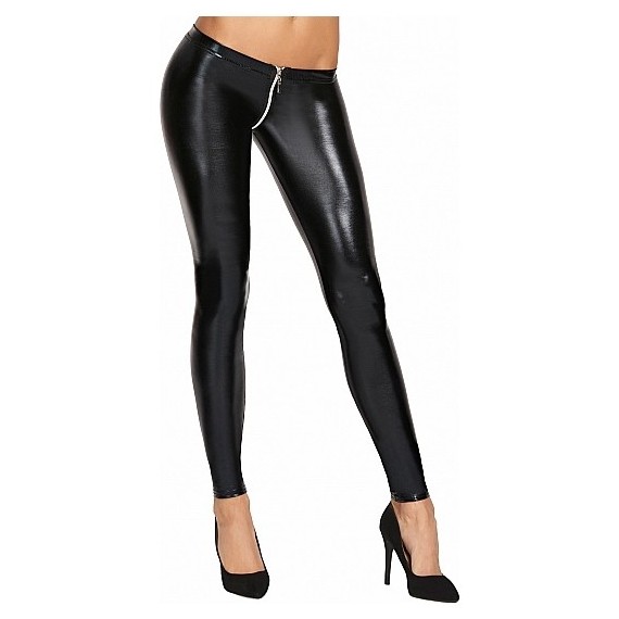Valera Wetlook Zipper Leggins Negro