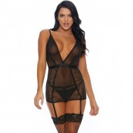 A Sheer Thing Conjunto con Liguero Negro