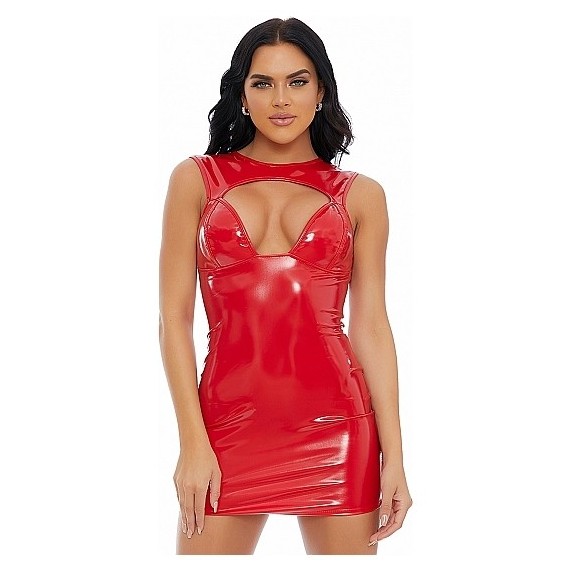 Keep It Slick Vinyl Vestido de Vinilo - Rojo